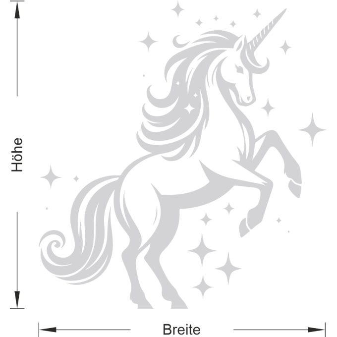 Glastattoo - Einhorn mit angehobenen Vorderbeinen