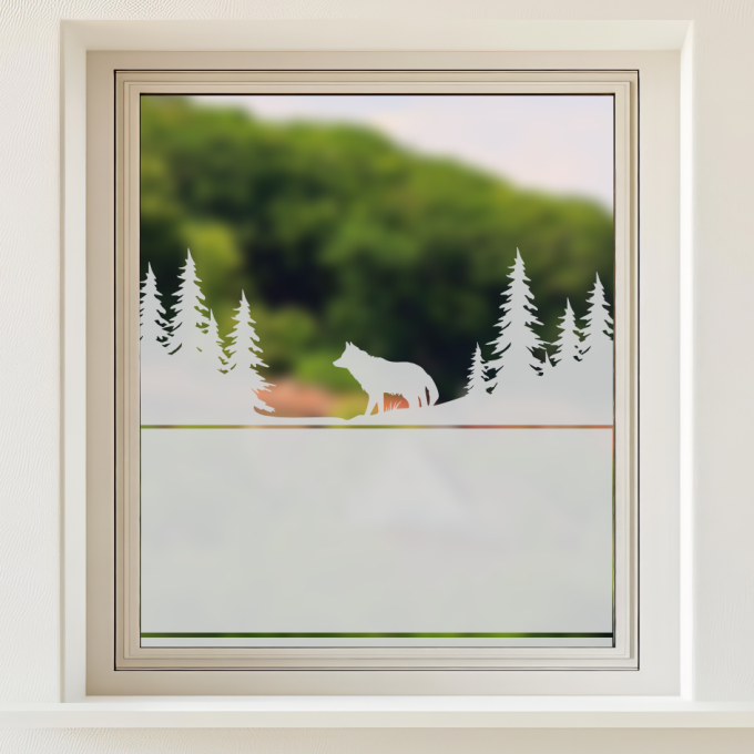 Sichtschutz Waldlandschaft - Wolf streift durch den Wald