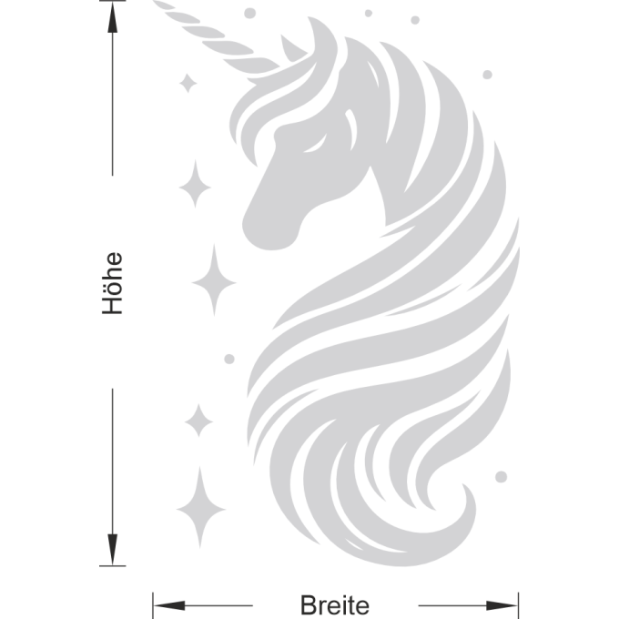 Glastattoo - Einhornkopf mit glatter Mähne