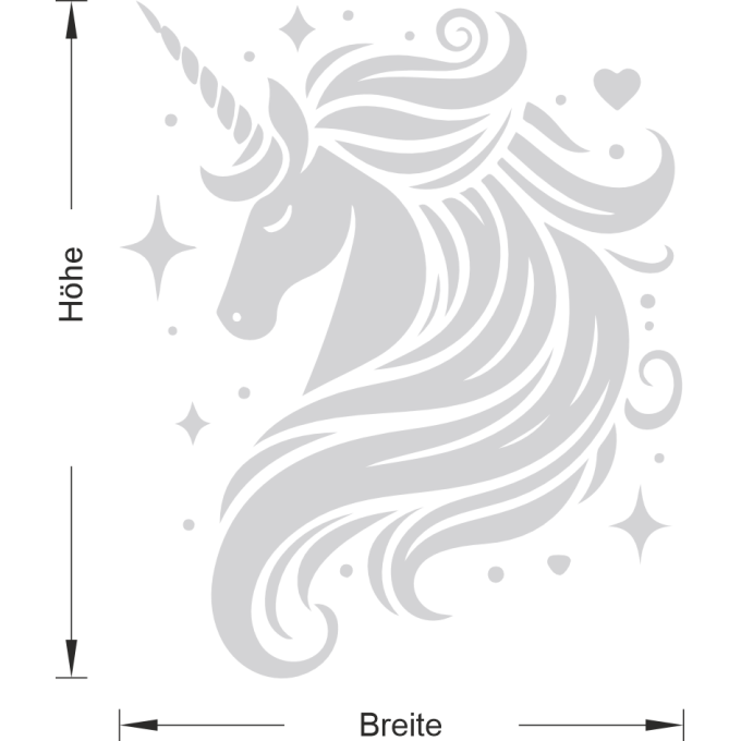 Glastattoo - Einhornkopf mit wilder Mähne