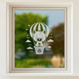 Glastattoo - süße Katze im Heißluftballon
