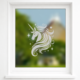 Glastattoo - Einhornkopf mit wilder Mähne