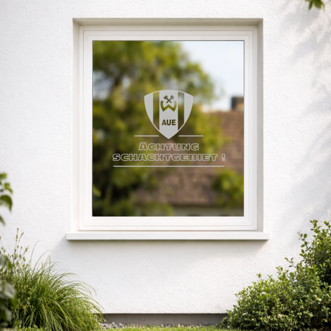 BSG Wismut Aue Aufkleber „Wappen - Achtung Schachtgebiet!“ – Fensteraufkleber | Dekorfuchs