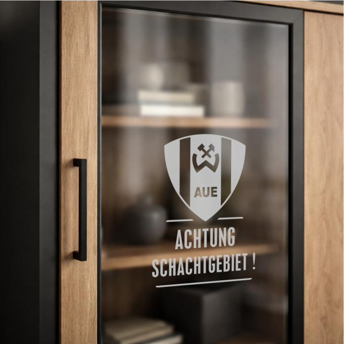 BSG Wismut Aue Aufkleber „Wappen - Achtung Schachtgebiet!“ – Fenstersticker | Dekorfuchs