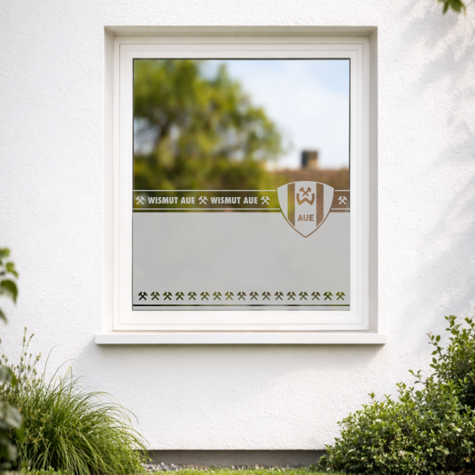 BSG Wismut Aue Aufkleber „Wappen - gekreuzte Hämmer“ – Sichtschutz Festerfolie | Dekorfuchs