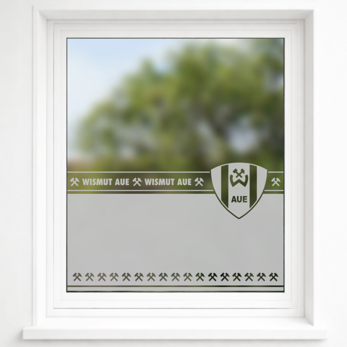 BSG Wismut Aue Aufkleber „Wappen - gekreuzte Hämmer“ – Sichtschutz Festerfolie | Dekorfuchs