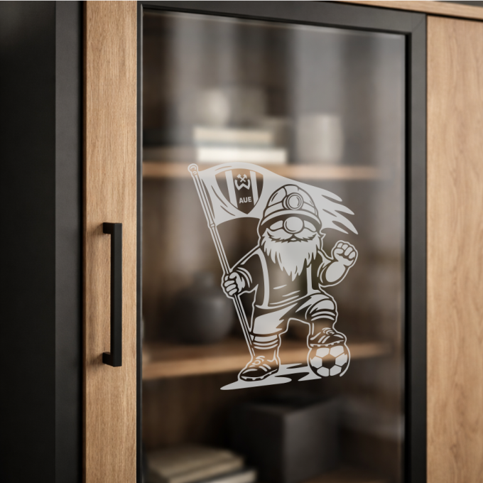 BSG Wismut Aue Aufkleber „Wismut Kumpel mit Fahne“ – Fenstersticker | Dekorfuchs