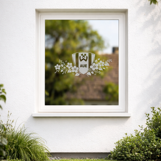 BSG Wismut Aue Aufkleber „Wappen mit Blumenranke“ – Fenstersticker | Dekorfuchs
