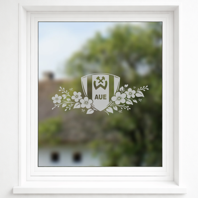 BSG Wismut Aue Aufkleber „Wappen mit Blumenranke“ – Fenstersticker | Dekorfuchs