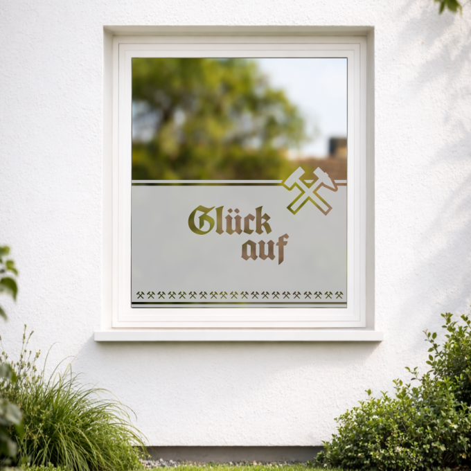 BSG Wismut Aue Aufkleber „Glück auf - gekreuzte Hämmer“ – Sichtschutz Festerfolie | Dekorfuchs