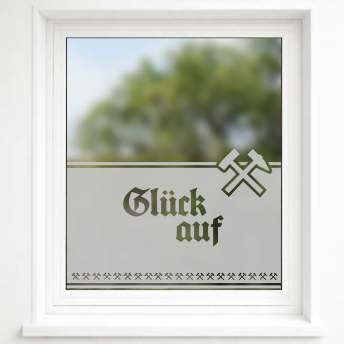 BSG Wismut Aue Aufkleber „Glück auf - gekreuzte Hämmer“ – Sichtschutz Festerfolie | Dekorfuchs