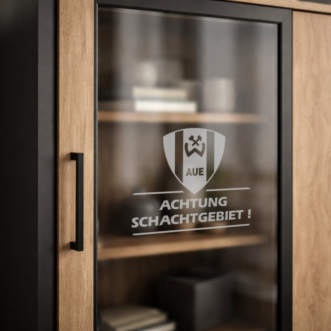 BSG Wismut Aue Aufkleber „Wappen - Achtung Schachtgebiet!“ – Fenstersticker | Dekorfuchs