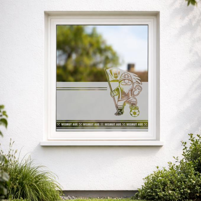 BSG Wismut Aue Aufkleber „Wismut Kumpel mit Fahne“ – Sichtschutz Festerfolie | Dekorfuchs