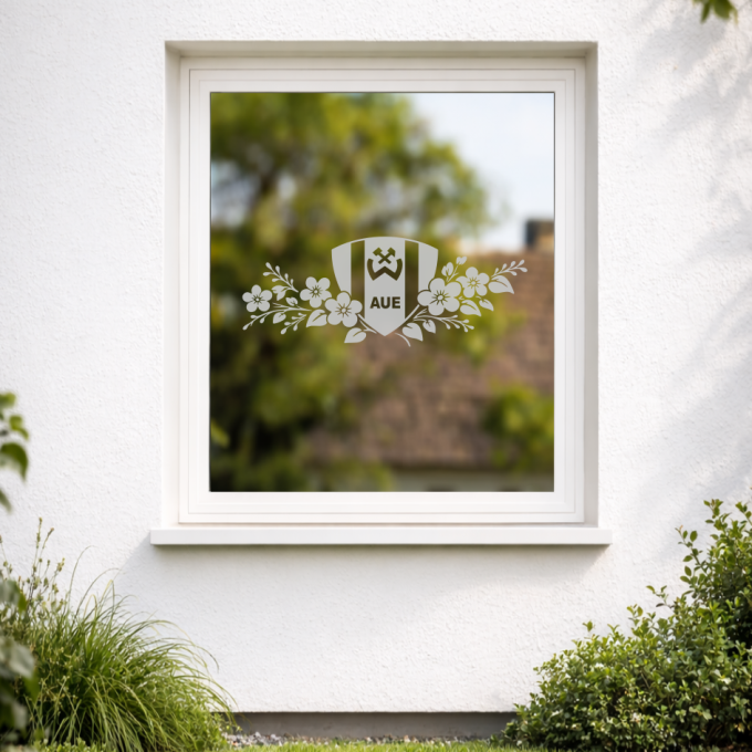 BSG Wismut Aue Aufkleber „Wappen mit Blumenranke“ – Fenstersticker | Dekorfuchs