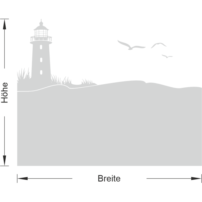 Sichtschutz - Leuchtturm an der Küste mit drei fliegenden Möwen