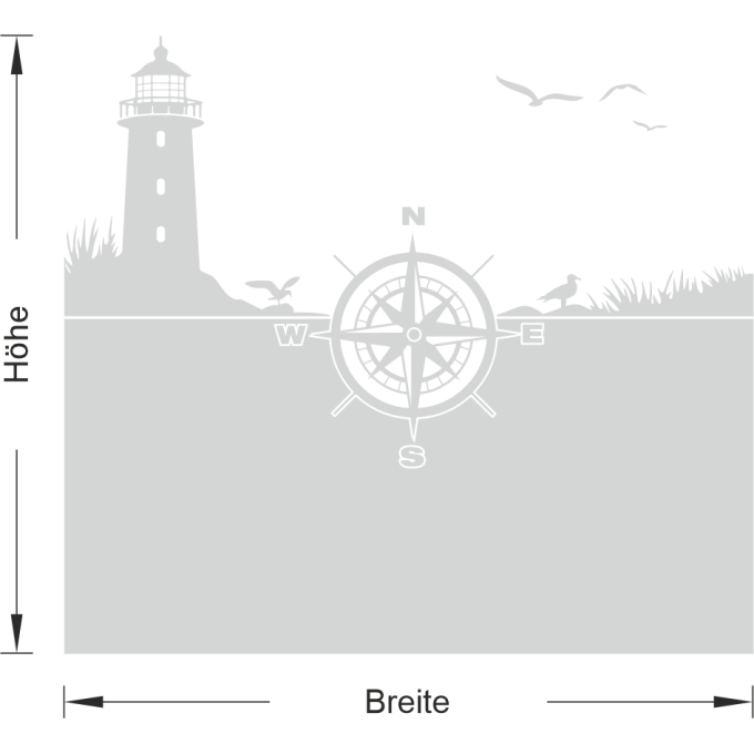 Sichtschutz - Leuchtturm mit Möwen und Kompass
