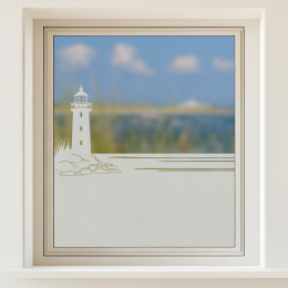 Sichtschutz - Leuchtturm, umgeben vom ruhigen Meer