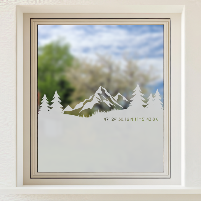 Sichtschutz - Berglandschaft - Alpen mit individuell wählbaren Wunschkoordinaten