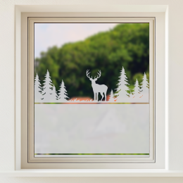 Sichtschutz Waldlandschaft - Hirsch auf einem Waldweg