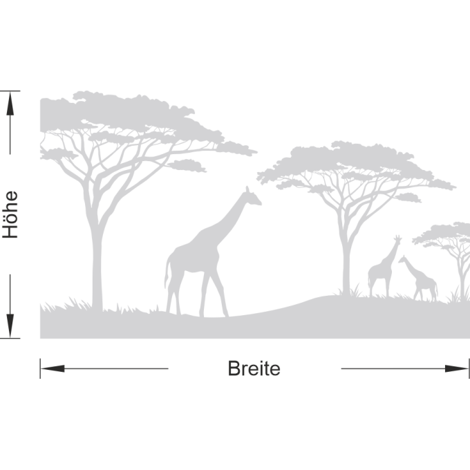 Glastattoo - Afrikanische Savanne mit einem Baum und drei Giraffen