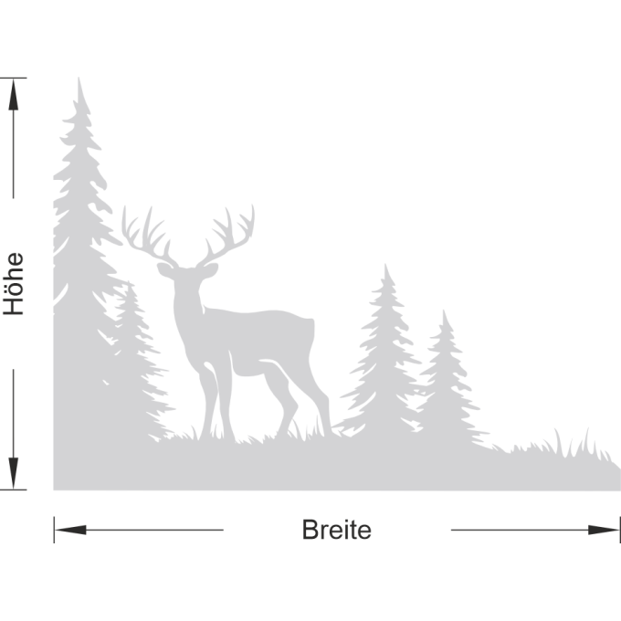 Glastattoo - Waldlandschaft - anmutiger Hirsch