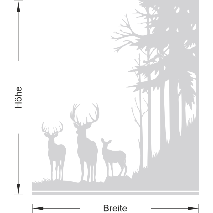 Glastattoo - Waldlandschaft - Rotwildgruppe am Waldrand