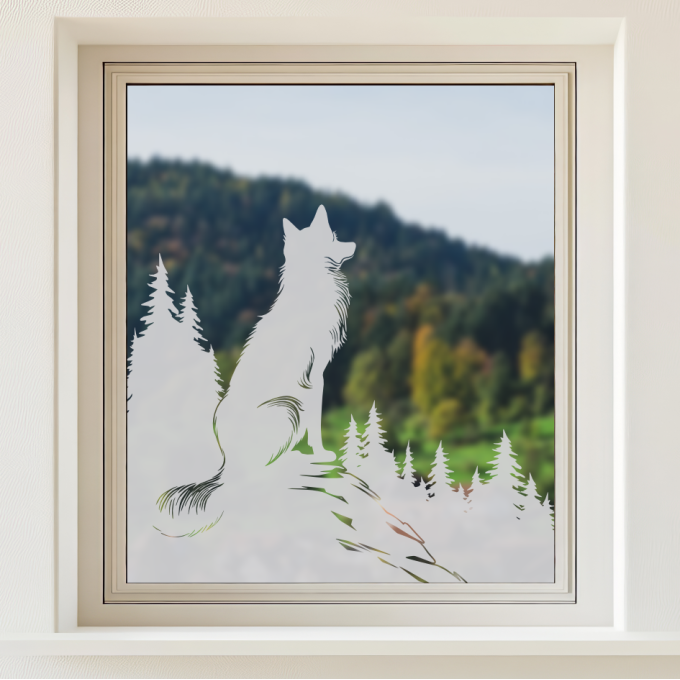 Glastattoo - Waldlandschaft - Fuchs blickt in die Ferne
