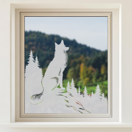 Glastattoo - Waldlandschaft - Fuchs blickt in die Ferne