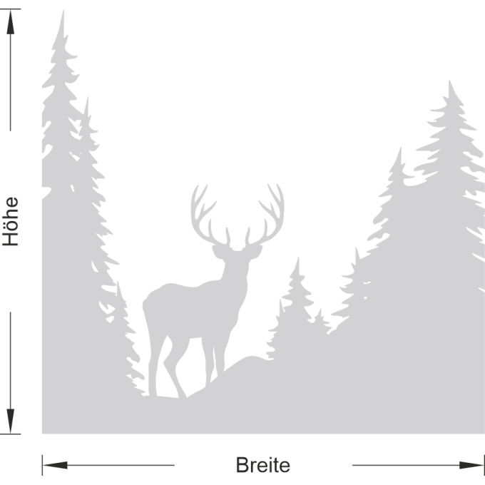 Glastattoo - Waldlandschaft - Hirsch blickt in die Ferne