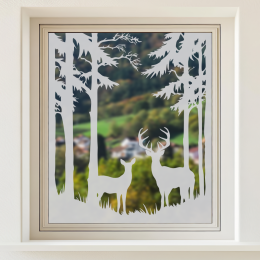 Glastattoo - Waldlandschaft - Hirsch und Reh im Wald