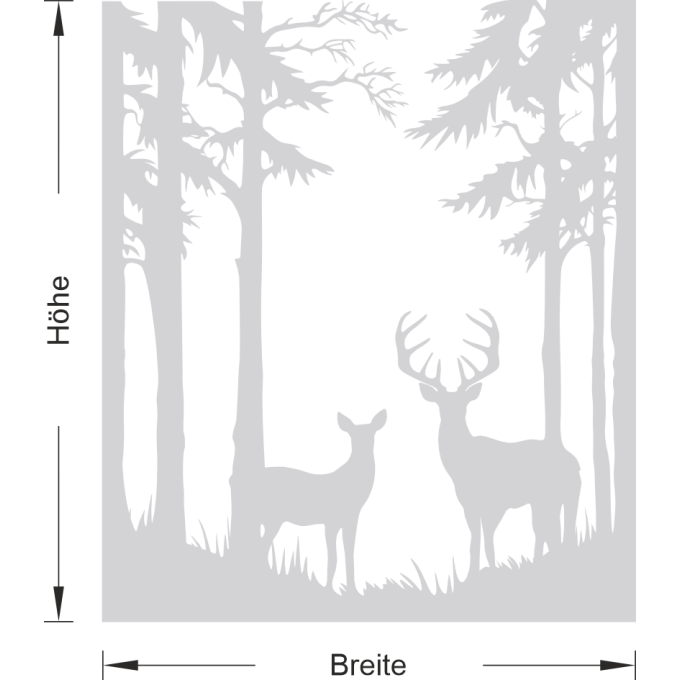 Glastattoo - Waldlandschaft - Hirsch und Reh im Wald