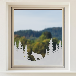 Glastattoo - Waldlandschaft - Wolf streift durch den Wald