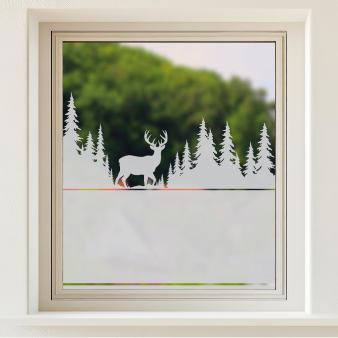 Sichtschutz Waldlandschaft - Hirsch läuft durch den Wald