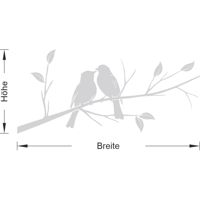 Glastattoo - Verliebtes Vogelpärchen auf einem Ast