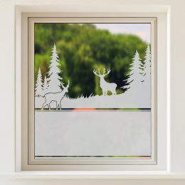 Sichtschutz Waldlandschaft - Hirsch und Reh auf einer Lichtung