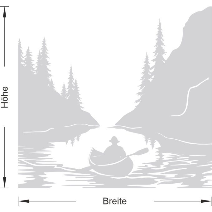 Glastattoo - Idyllische Landschaft mit Bäumen, einem Fluss und einem Kanufahrer