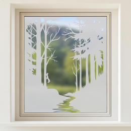 Glastattoo - Idyllische Waldlichtung mit einem Bach und zwei Eichhörnchen