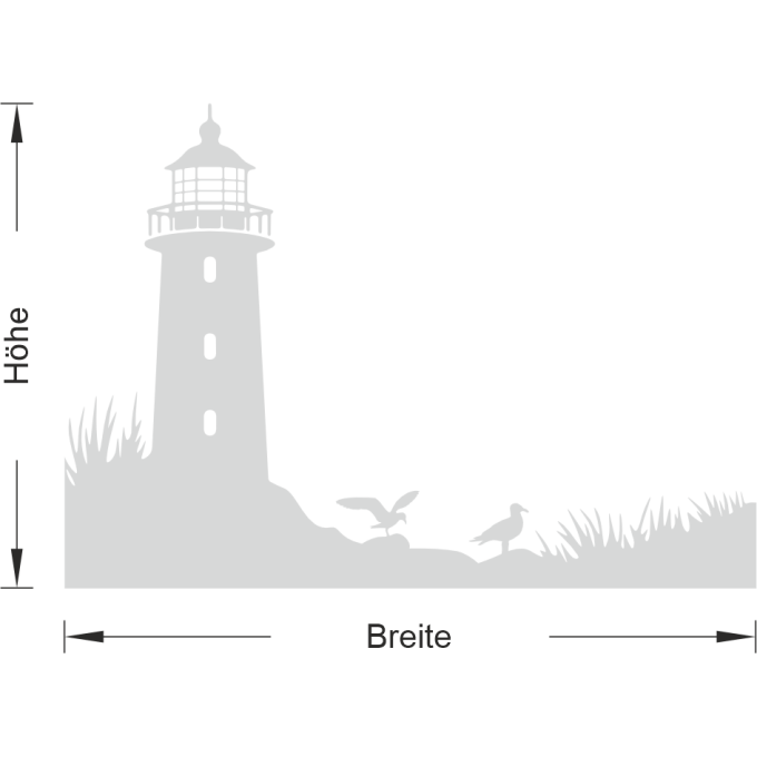 Glastattoo - Leuchtturm am Strand mit zwei Möwen