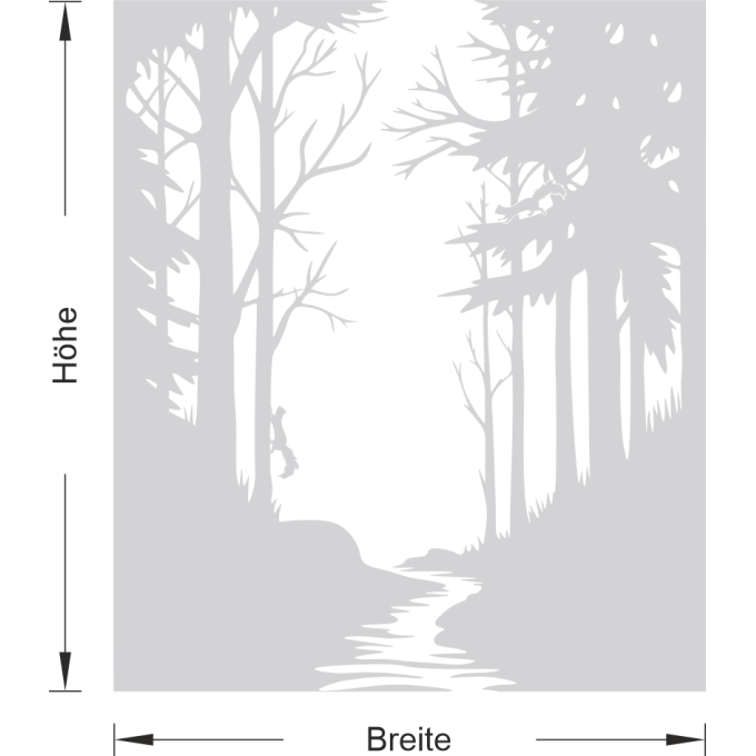 Sichtschutz Waldlandschaft - Waldlichtung mit einem Bach und zwei Eichhörnchen