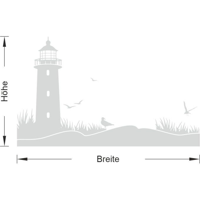 Glastattoo - Leuchtturm an der Küste mit zwei Möwen