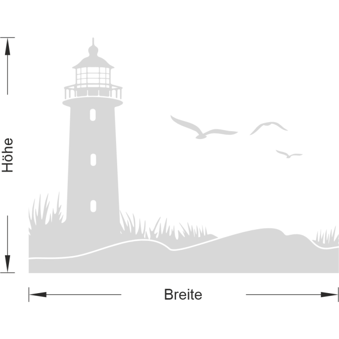 Glastattoo - Leuchtturm an der Küste mit drei fliegenden Möwen
