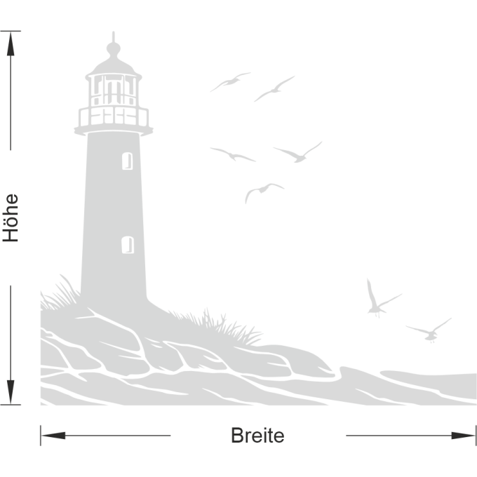 Glastattoo - Leuchtturm mit Möwen bei stürmischer See